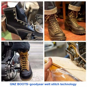 Red Brown Goodyear Welt Boots With Decoration